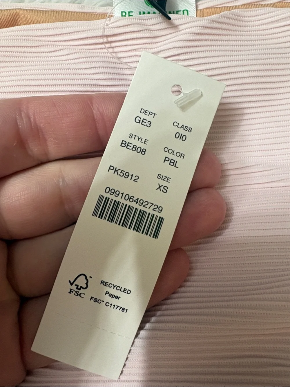 NWT J. Crew Light Pink Ribbed High-Rise Cheeky Bikini Swim Bottoms Size XS